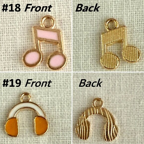 Set of 7 Gold Music Charms Guitar Enamel Jewelry Making Scrapbooking DIY Crafts - Picture 5 of 8